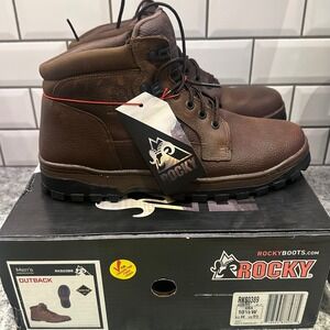 Rocky Outback RKS0389 Mens 6" Brown Leather Gore-Tex Work Boots Size 10.5 W Hike
